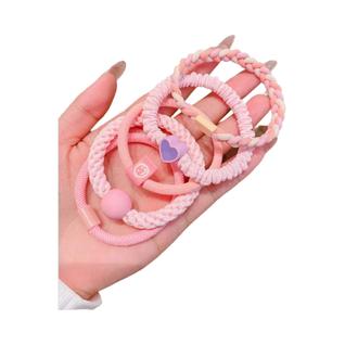 Conjunto De Elásticos De Cabelo Coloridos Macaron Para Meninas - 5 Peças Para Coque E Rabo