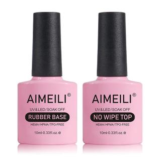 Conjunto de Esmaltes em Gel AIMEILI com Base Borracha e Top Coat Sem Limpeza