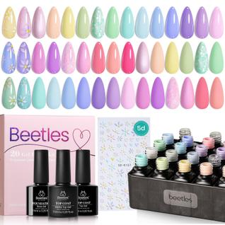 Conjunto de Esmaltes em Gel Pastel Besouros - 20 Cores - Presente Ideal para a Primavera
