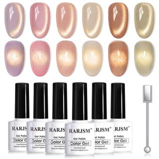 Conjunto de Esmaltes RARJSM Gold Glitter Cat Eye - 6 Unidades de 7,5ml