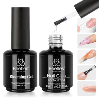 Conjunto de gel e cola para unhas Nail Art Beetles Blooming 15mL x2