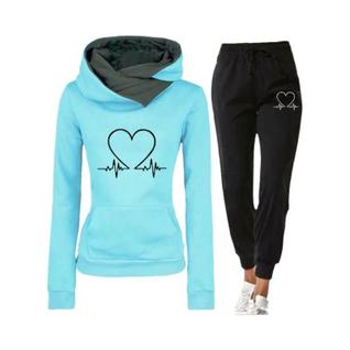 Conjunto De Moletom Feminino De Inverno Quente Com Capuz E Calça Para Corrida E Esportes