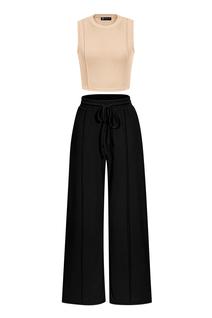 Conjunto de Moletom Feminino PRETTYGARDEN com Top Cropped Preto G