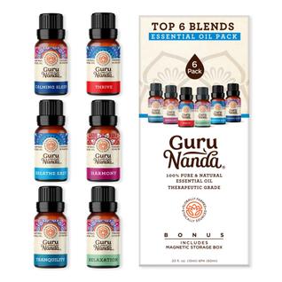 Conjunto de Óleos Essenciais GuruNanda 100% Natural (Conjunto de 6)