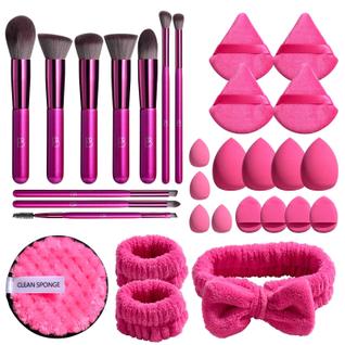 Conjunto de pincéis de maquiagem BS-MALL, 30 unidades com esponjas para lavar o rosto