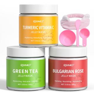Conjunto de Presentes RIHAKO Jelly Mask - Máscara Facial com Açafrão e Vitamina C