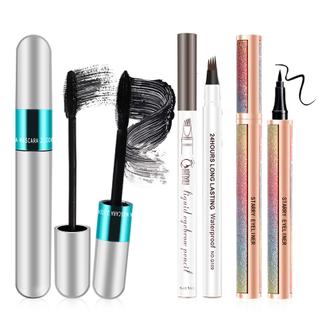 Conjunto de rímel KUNSHNBEI 4D Silk Fiber com delineador e lápis de sobrancelha