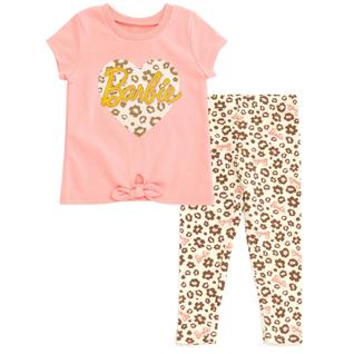 Conjunto de Roupas Barbie Pink Leopard (Tamanhos 10-12) - Camiseta e Leggings