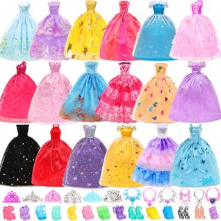 Conjunto de roupas para bonecas BARWA 10 vestidos com 17 acessórios Bonecas de 29 cm