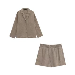 Conjunto De Shorts Femininos De 2 Peças, Primavera-verão, Camisa Longa, Top, Roupa Casual 