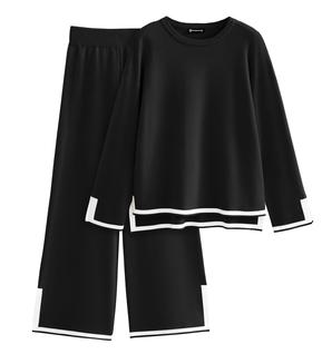 Conjunto de Suéter de Punto para Mujer PRETTYGARDEN Manga Longa Calça Pantalona Larga Tama