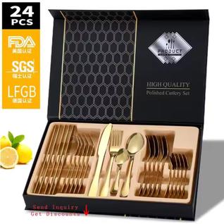 Conjunto de talheres dourados Luxo Gold Aço Inox Casamento