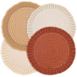 Conjunto de tapetes Lucomb 4, redondo de outono, algodão, 33 cm, boho, lavável