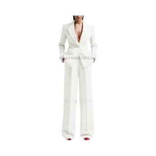 Conjunto De Terno Feminino Slim Fit Com Um Botão Para Escritório, Blazer E Calças, Casual