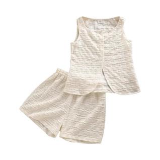 Conjunto De Verão Para Meninas De 8 a 12 Anos, Top Branco Sólido E Shorts Listrados Com Ci