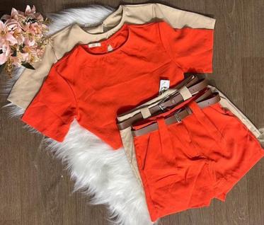 Conjunto em veludo blusa e short