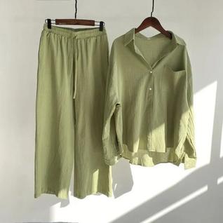 Conjunto Feminino Blusa Camisa Calça Folgada Festa Férias Solto Comfy Largo Soltinho Plus