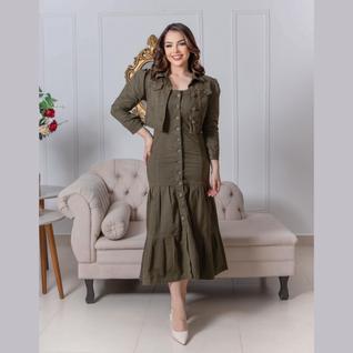 Conjunto Feminino De Sarja Saia Midi Sereia Com Jaqueta Elegante
