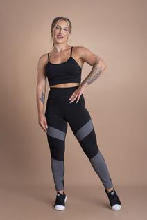 Conjunto Fitness Feminino Calça Legging Cintura Alta E Top Alcinha Cropped Moda Academia F