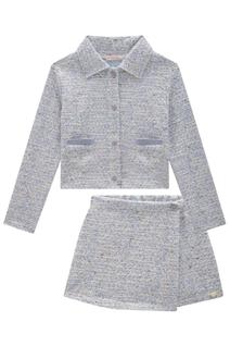 Conjunto Infantil Festa Feminino Inverno Tweed Casaco E Short Saia Kukiê K16