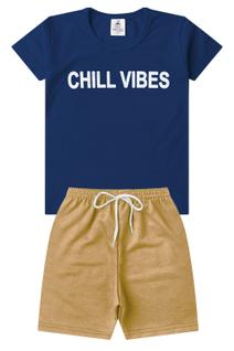 Conjunto Infantil Verão Menino Chill Vibes-Azul Marinho