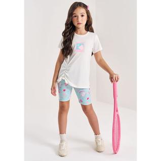 Conjunto Menina Blusa e Bermuda Ciclista azul Claro Beli.me