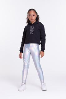 Conjunto Moletom Infantil Cropped e Calça Holográfica
