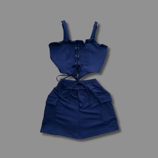 Conjunto Plus Size Short Saia Cargo + Cropped Ilhós 0606