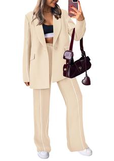 Conjunto PRETTYGARDEN Terno Feminino Bege Oversized Blazer XXL