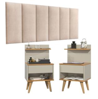 Conjunto Quarto Casal Cabeceira 1.40 e 2 Mesas De Cabeceira charme Varias Cores