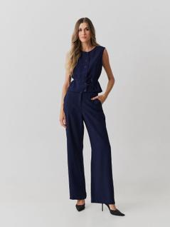 Conjunto Via Lessa Indiana Alfaiataria Viscose Azul Marinho
