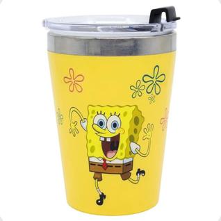 Copo Snap inox Bob Esponja com tampa Parede Dupla 300ml - Zona Criativa