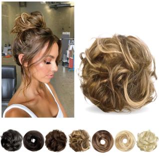 Coque de cabelo Charmele Messy Bun Cabelo humano castanho misturado com mel