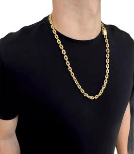 Cordão Cadeado fecho duplo 8mm Banhado a ouro 18k