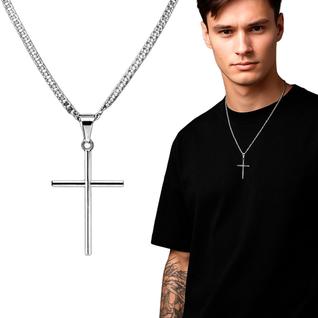 Corrente Masculino Cordao Aco Inox Grumet + Pingente Cruz casual religioso moda masculina 