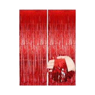Cortina De Franjas De Papel Alumínio Brilhante 2 Peças 2m Decoração De Parede Para Festa C