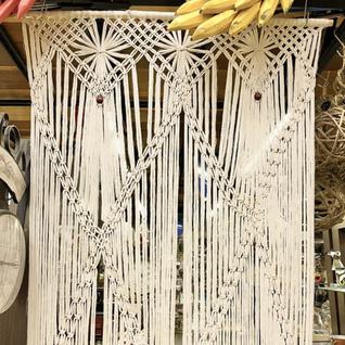 Cortina de Macramê Fibra Natural De Coco Decoração Boho Chic Para Porta Painel de Festa - 