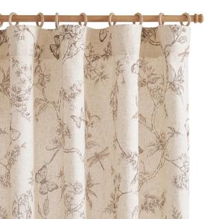 Cortinas florais jinchan, cortina forrada de mistura de linho para sala de estar, 84 poleg