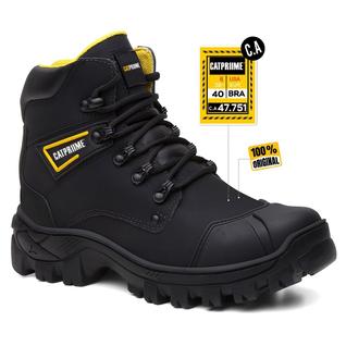 Coturno CATPRIIME de Couro com CA - Preto e Amarelo - Estilo e Elegância do Homem Moderno