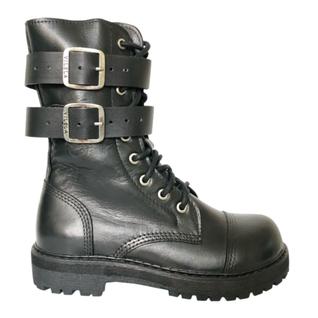 Coturno Vilela Boots Cano Médio Unissex Caveira Spike Fivelas