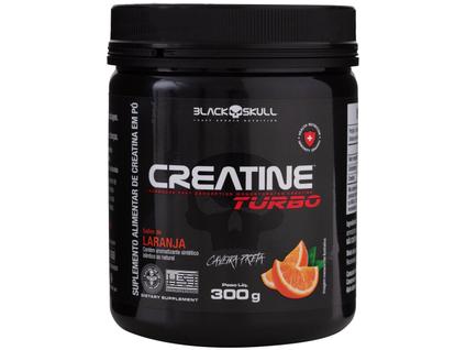 Creatina Monohidratada Creatine Turbo Black Skull 300g Energia Força Ganho de Massa Muscul