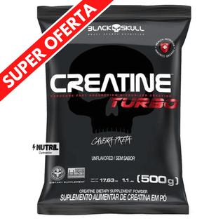 Creatina Turbo Black Skull 500g - Creatine Monohidratada Turbo Caveira Preta - Refil