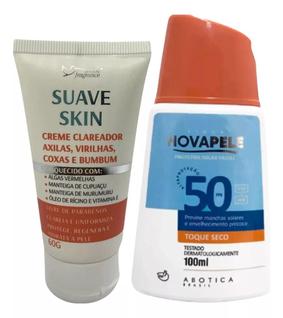 Creme Clareador Axilas, Virilhas, Coxas e Bumbum  Suave Skin + Protetor Solar Corporal 50 