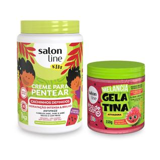 Creme Para Pentear Desembaraçante Hidratante 1kg + Gelatina Definição Antifrizz Cachos 550