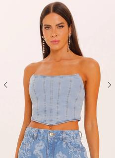 Croped jeans corselet azul