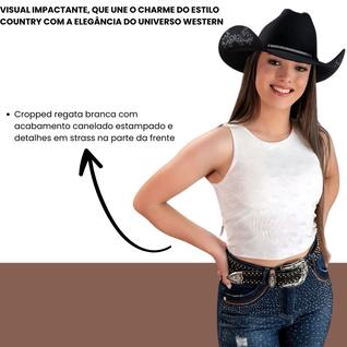 Cropped Country Feminina Off Com Strass Zoe Western
