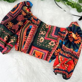 Cropped Estampado Manga Curta Feminino Tendência Verão Moda Blogueira Croped  Inspiração
