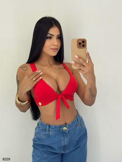 Cropped Top De Alcinha Com Bojo Laço Pimenta Original