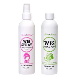 Cuidados com a peruca Conjunto de spray e shampoo sintético Nicole & Alyssa