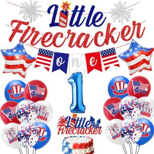 Decorações de festa de aniversário Bomiloho Little Firecracker
